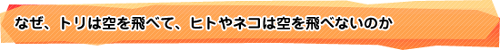 なぜ、トリは空を飛べて、ヒトやネコは空を飛べないのか