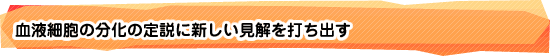 血液細胞の分化の定説に新しい見解を打ち出す