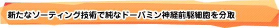 新たなソーティング技術で純なドーパミン神経前駆細胞を分取