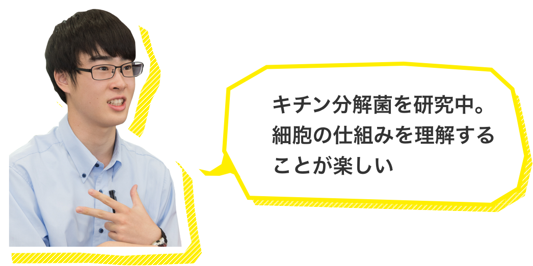 キチン分解菌を研究中。細胞の仕組みを理解することが楽しい