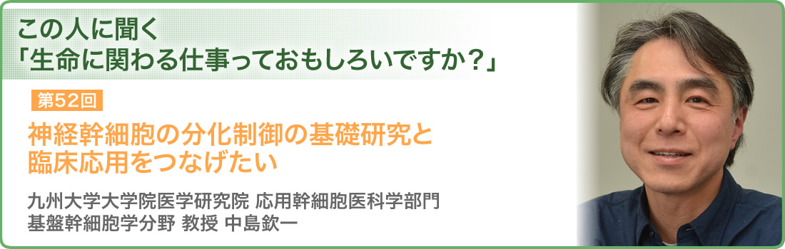 第52回 神経幹細胞の分化制御の基礎研究と臨床応用をつなげたい 九州大学大学院医学研究院　応用幹細胞医科学部門　基盤幹細胞学分野 教授 中島欽一