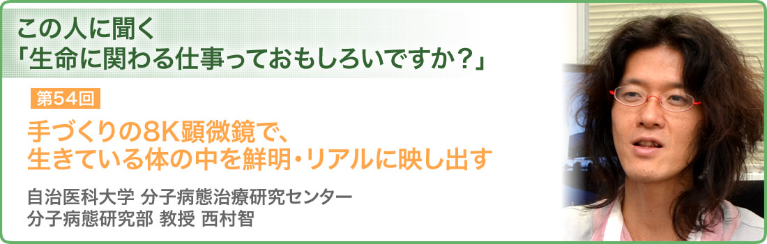 第54回 手づくりの8K顕微鏡で、生きている体の中を鮮明・リアルに映し出す 自治医科大学　分子病態治療研究センター 分子病態研究部 西村智教授