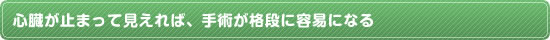 心臓が止まって見えれば、手術が格段に容易になる