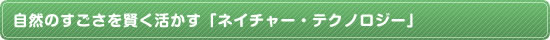 自然のすごさを賢く活かす「ネイチャー・テクノロジー」