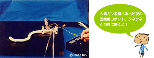 大腸ガンを調べるヘビ型の医療用ロボット。クネクネと自在に動くよ!