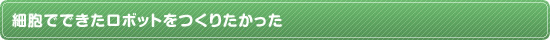 細胞でできたロボットをつくりたかった