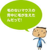 毛のないマウスの背中に毛が生えたんだって!