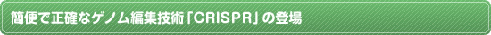 簡便で正確なゲノム編集技術「CRISPR」の登場